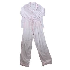 Fishers Finery 100% Mulberry Silk Full Length Pajama Set Elegant Lounge Pink Sm